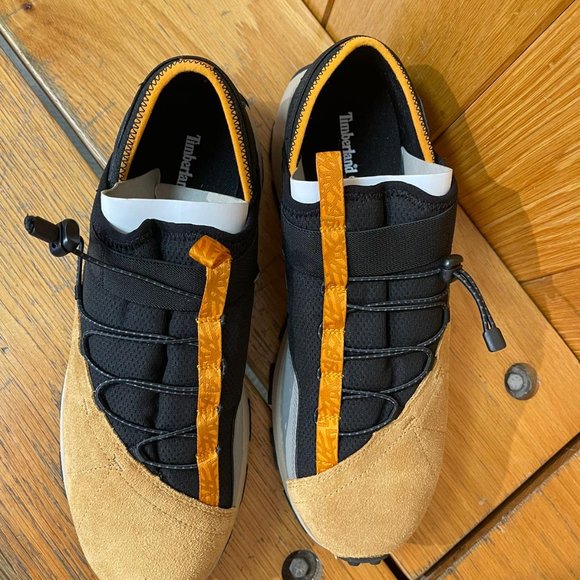 TIMBERLAND MEN\'S WINSOR TRAIL SLIP ON WHEAT SUEDE W BLACK SHOES A5TPZ